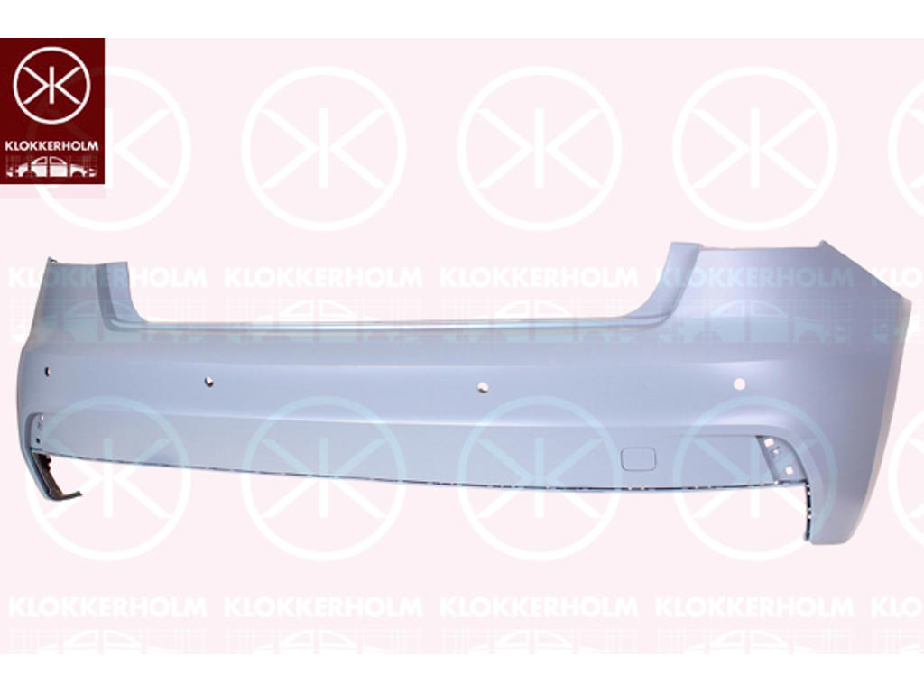 Bumper, w/primer, Rear, with hole(s) for park distance control, Number of bores: 4