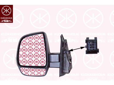 Exterior Mirror, Left, for electric mirror adjustment, with wide angle mirror, Number of pins: 6, black, Heatable, Convex, Left-/right-hand drive vehicles: for left-hand/right-hand drive vehicles