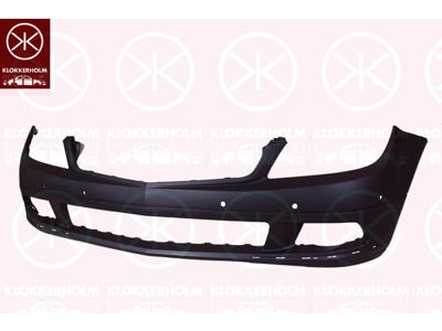 Bumper, Avantgarde, Elegance, for vehicles without daytime running light, Front, w/primer, with hole(s) for park distance control