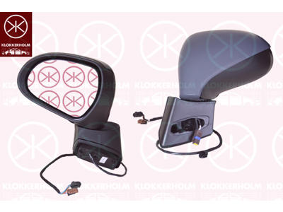 Exterior Mirror, Left, for electric mirror adjustment, Electronically foldable, with hole for direction indicator, w/primer, Heatable, Convex