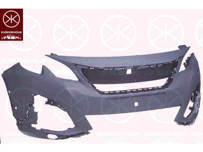Bumper, w/primer, Front, with hole(s) for park distance control, for vehicles with LED headlights, Number of bores: 2