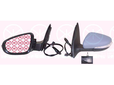 Exterior Mirror, w/primer, with reading light, with indicator, Electronically foldable, for electric mirror adjustment, Aspherical, Heatable, Left, Number of pins: 11