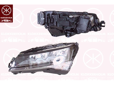 Headlight, Left, LED, Housing Colour: black, without lettering: Superb, with daytime running light (LED), with motor for headlamp levelling, ZKW