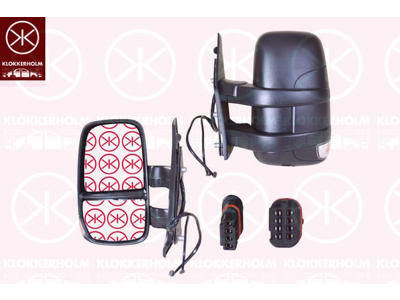 Exterior Mirror, Left, for electric mirror adjustment, Short mirror arm, Number of pins: 8, Number of pins: 4, with indicator, with thermo sensor, Heatable, Convex