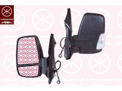 Buitenspiegel, Links, voor elek. spiegelverstelling, Korte spiegelarm, Aantal contacten: 6, Te verwarmen, Met knipperlamp, Knipperlamp kleur: wit, Wy5W, Bol-vormig