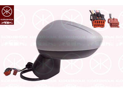 Exterior Mirror, Left, for vehicles with drive assistance system, Electronically foldable, Number of pins: 7, Number of pins: 2, Heatable, w/primer, Convex