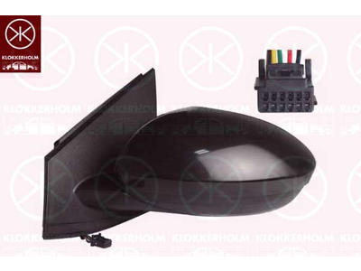 Exterior Mirror, Left, for electric mirror adjustment, Number of pins: 5, Heatable, Convex, w/primer