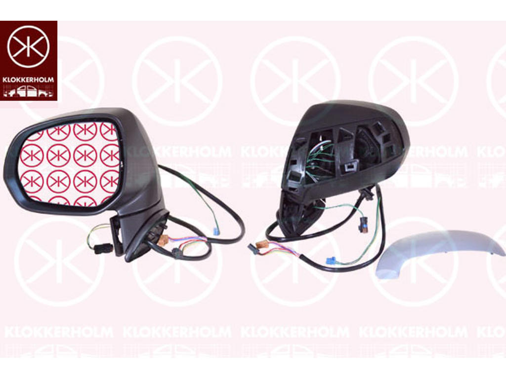 Exterior Mirror, Left, for electric mirror adjustment, Number of pins: 14, Electronically foldable, with memory, with indicator, with reading light, Heatable, w/primer, Convex