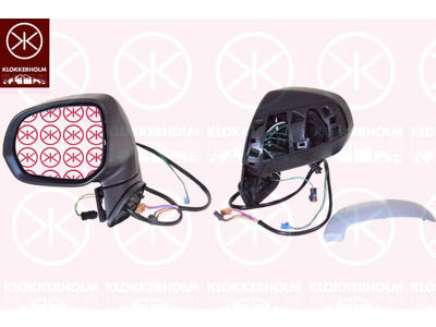 Exterior Mirror, Left, for electric mirror adjustment, Number of pins: 14, Electronically foldable, with memory, with indicator, with reading light, Heatable, w/primer, Convex