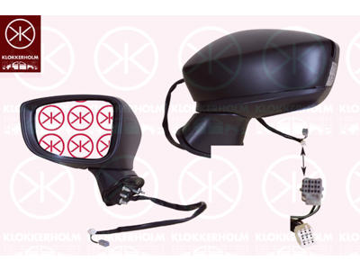 Exterior Mirror, Right, for electric mirror adjustment, Electronically foldable, for vehicles with drive assistance system, Number of pins: 8, Number of pins: 2, with indicator (LED), Heatable, Convex, w/primer