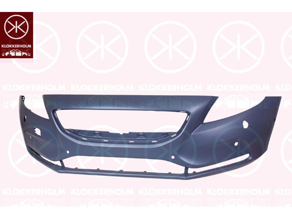 Bumper, Front, w/primer, with hole(s) for washer nozzle, with hole(s) for park assist (parallel parking), Number of bores: 6