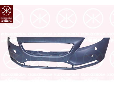 Bumper, Front, w/primer, with hole(s) for washer nozzle, with hole(s) for park assist (parallel parking), Number of bores: 6