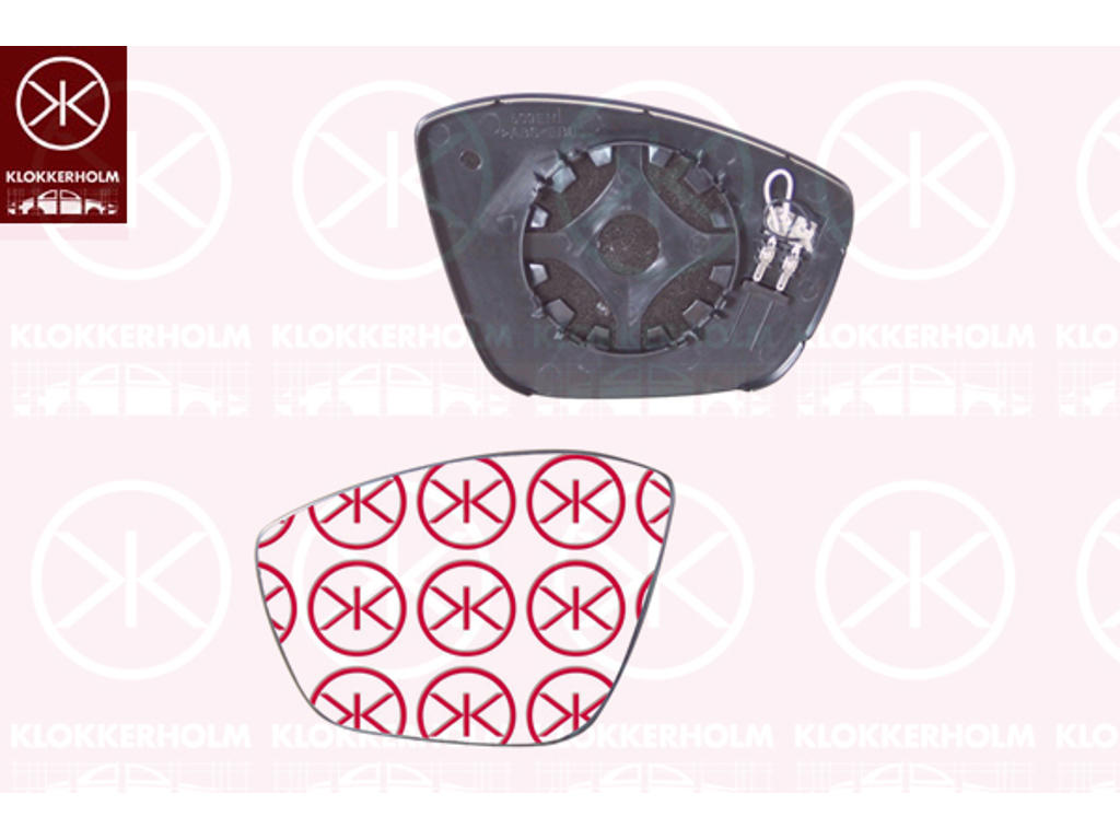 Mirror Glass, exterior mirror, Left, Heatable, Number of pins: 2, Convex