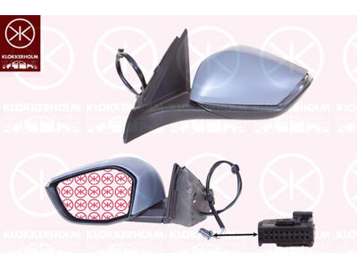 Exterior Mirror, with indicator (LED), Left, for electric mirror adjustment, Number of pins: 6, Heatable, Partial primed, Convex