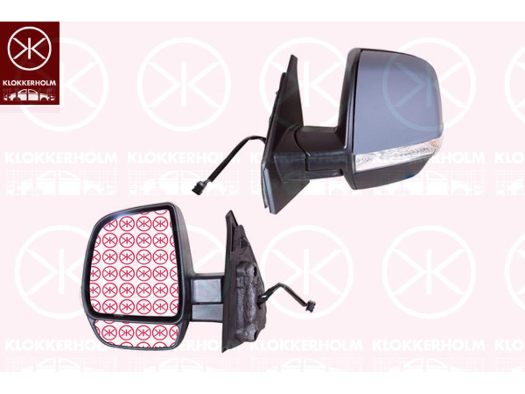 Exterior Mirror, Left, for electric mirror adjustment, with wide angle mirror, Number of pins: 6, Heatable, w/primer, Convex, Left-/right-hand drive vehicles: for left-hand/right-hand drive vehicles