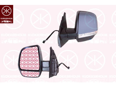 Exterior Mirror, Left, for electric mirror adjustment, with wide angle mirror, Number of pins: 6, Heatable, w/primer, Convex, Left-/right-hand drive vehicles: for left-hand/right-hand drive vehicles