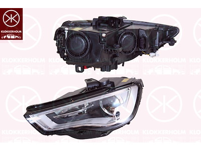 Fofényszóró, bal, Ház színe: fekete, Kivilágítás erossége [lx]: 17.5, Bi-Xenon, nappali fénnyel (LED), LWR állítómotorral, Xenon vezérloegység nélkül