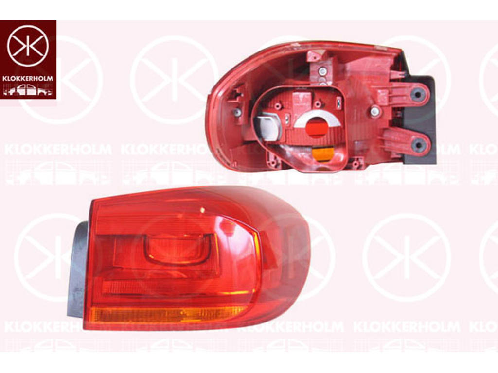 Tail Light Assembly, without bulb holder, Right, Outer section