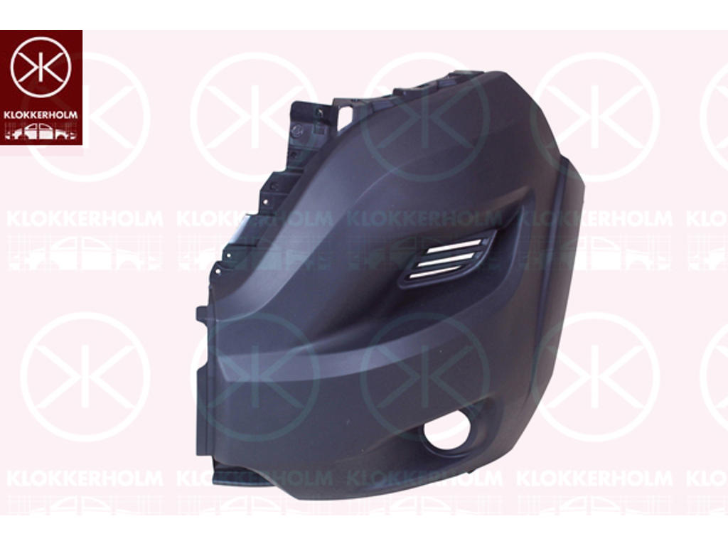 Bumper, grey, Right Front, with hole(s) for fog lights, Outer section