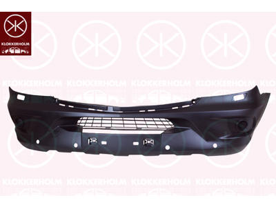Bumper, Front, with hole(s) for fog lights, with hole(s) for washer nozzle, black