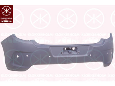 Bumper, Rear, w/primer, with hole(s) for park assist (parallel parking), Number of bores: 6