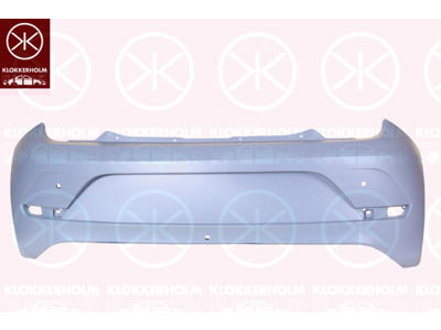 Bumper, w/primer, for vehicles with rear view camera system, Rear, with hole(s) for park distance control, Trim Level: FACELIFT, Number of bores: 3