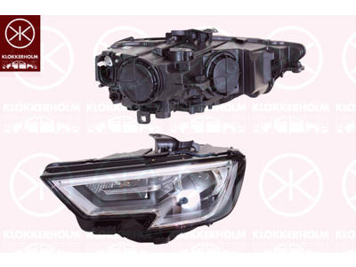 Forlygte, Standard, højre, Lysstyrke [lx]: 17.5, Bi-Xenon, med kørelys (LED), med indstillingsmotor for LWR, uden styreenhed til Xenon, D5S, Valeo