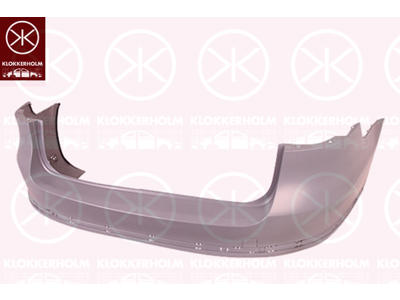 Bumper, with holes for trim/protective strip, Rear, w/primer, without hole(s) for park distance control, not for trim level: R-LINE