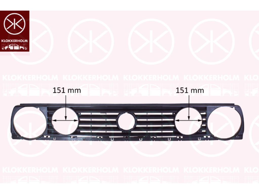 Kølergitter, Køretøjsudstyrsserie/-variant: Special edition, med hul/huller for tågelygter, Diameter [mm]: 151, sort