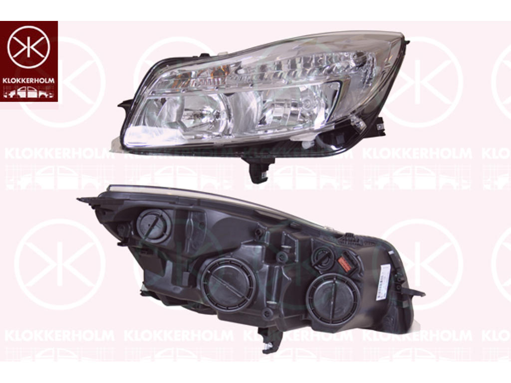Headlight, with daytime running light, H7/H1, with motor for headlamp levelling, Hella, Right, Illuminance [lx]: 20