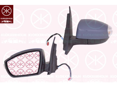 Exterior Mirror, Left, for electric mirror adjustment, Number of pins: 6, with indicator, w/primer, Heatable, Aspherical