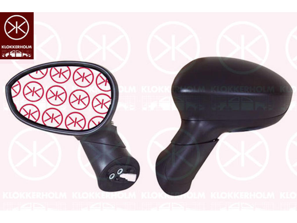 Exterior Mirror, for electric mirror adjustment, Convex, black, Right, Number of pins: 3