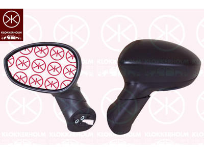 Exterior Mirror, for electric mirror adjustment, Convex, black, Left, Number of pins: 3