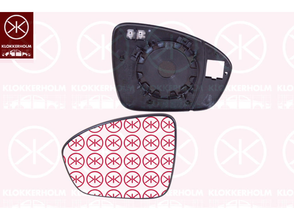 Mirror Glass, exterior mirror, Right, Heatable, Number of pins: 2, Convex