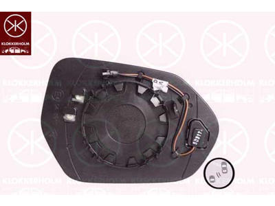 Spiegelglas, buitenspiegel, Links, Dode hoek spiegel verwarmd, Bol-vormig