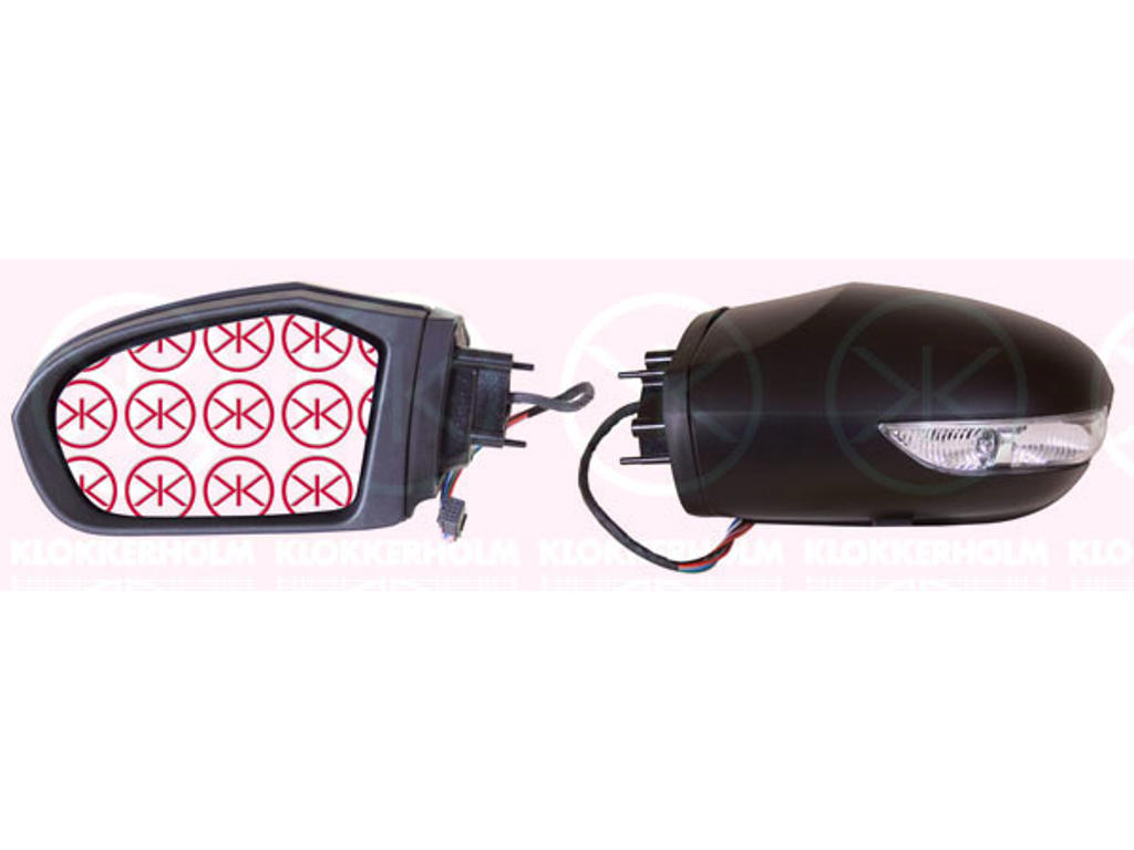 Exterior Mirror, w/primer, with indicator, Electronically foldable, for electric mirror adjustment, Heatable, Left