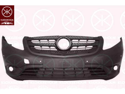 Bumper, Front, grey, with hole(s) for fog lights, with hole(s) for park distance control