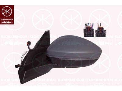 Exterior Mirror, Left, for vehicles with blind spot assistant, Electronically foldable, Number of pins: 10, Number of pins: 2, with indicator (LED), with reading light, w/primer, Heatable, Convex