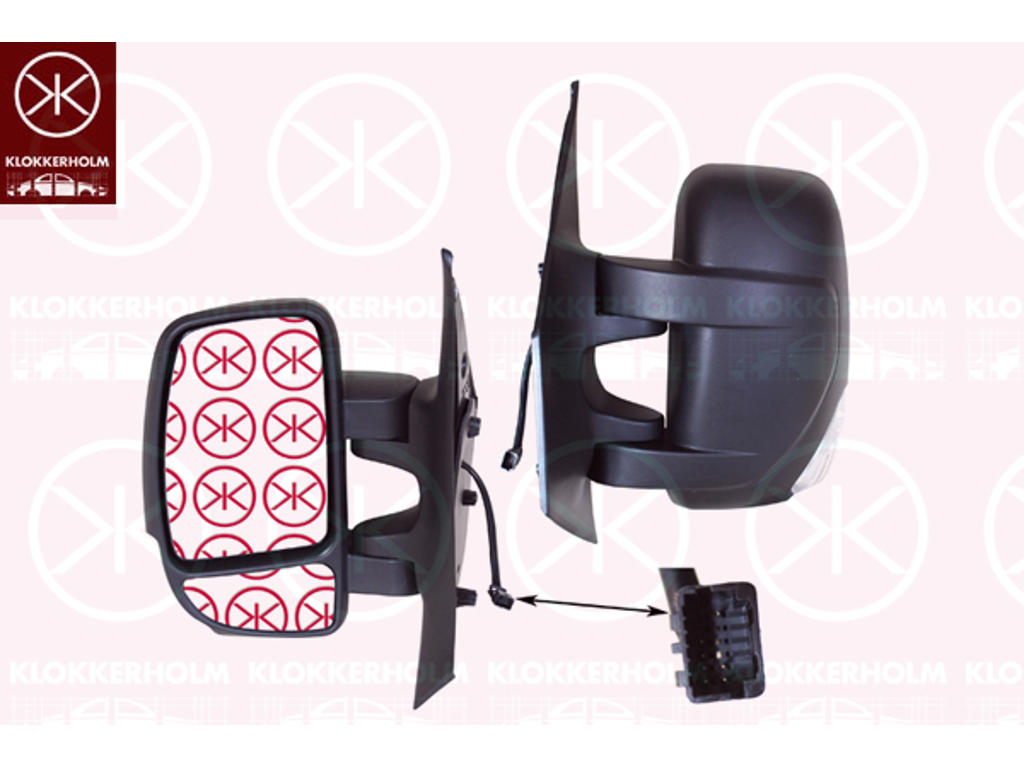 Exterior Mirror, Left, for electric mirror adjustment, Short mirror arm, Number of pins: 7, Heatable, with indicator, WY5W, Convex