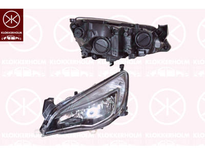 Headlight, with daytime running light, H7/H7, with motor for headlamp levelling, Left, Illuminance [lx]: 20, Housing Colour: black