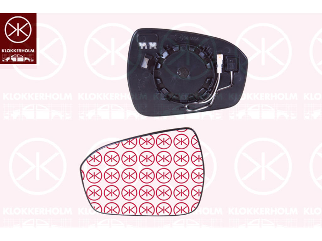 Mirror Glass, exterior mirror, Left, for vehicles with lane keeping assist, without automatic dimming, Heatable, Aspherical