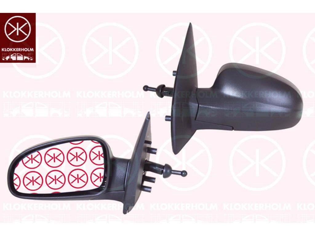 Exterior Mirror, Right, Control: cable pull, black, Convex