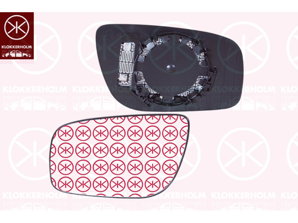 veidrodelio stiklas, išorinis veidrodelis, šildomas, dešine, Kištukiniu kontaktu skaicius: 2, išgaubta