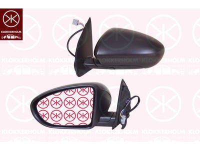 Exterior Mirror, Right, Electronically foldable, Number of pins: 7, Heatable, w/primer, Convex