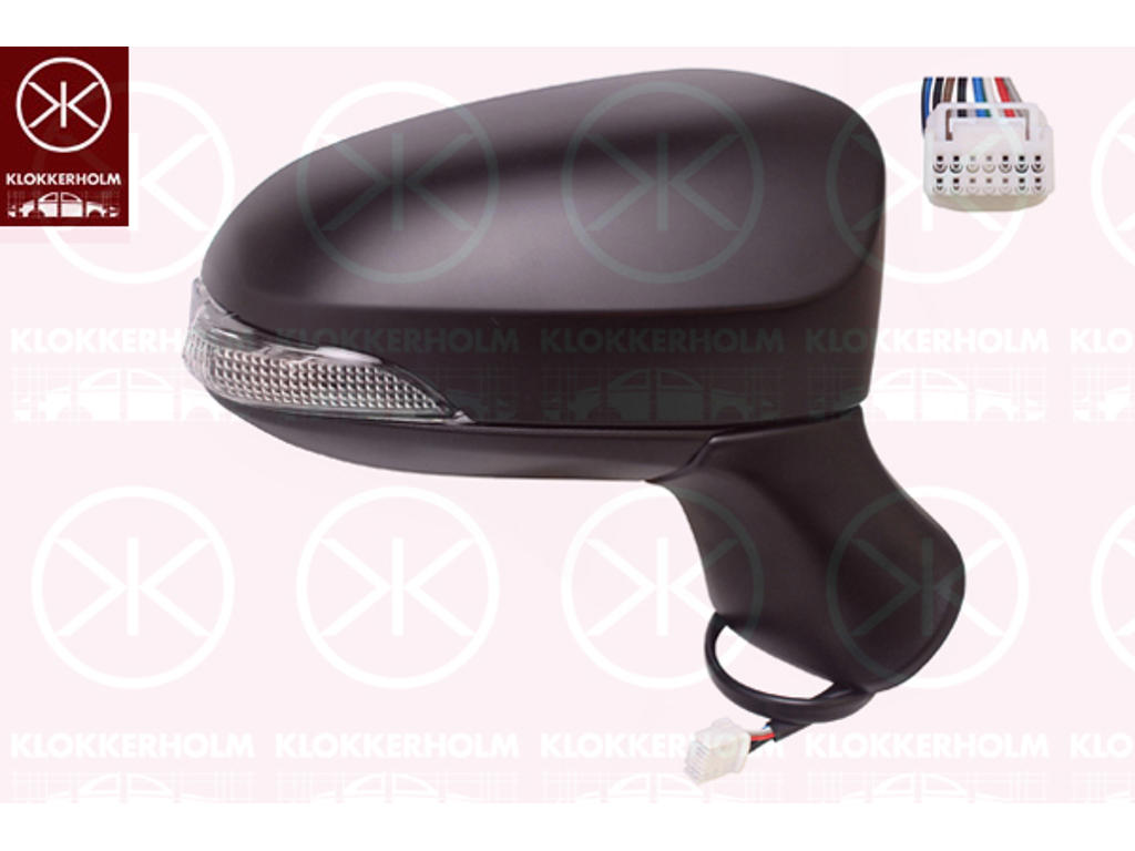Exterior Mirror, Right, for electric mirror adjustment, Number of pins: 7, with indicator, Heatable, w/primer