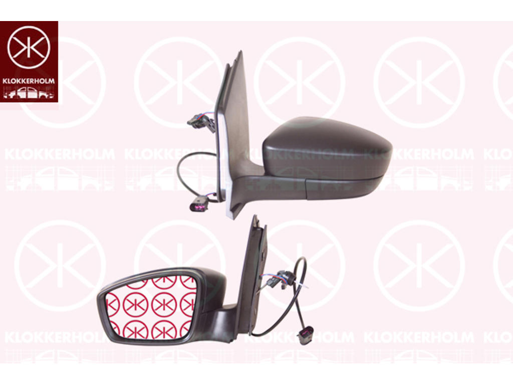 Exterior Mirror, Left, Control: cable pull, black, Number of pins: 4, Aspherical