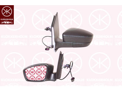 Exterior Mirror, Left, Control: cable pull, black, Number of pins: 4, Aspherical