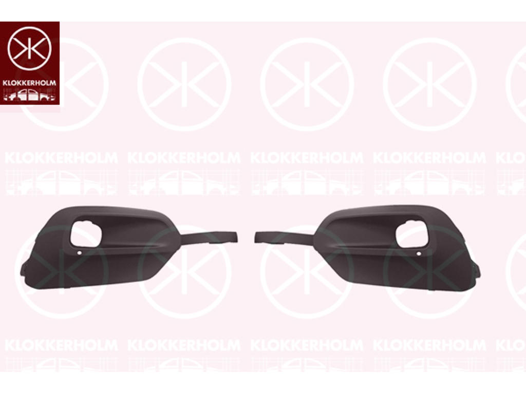 Ventilation Grille, bumper, Set, Front, with hole(s) for fog lights, Outer section