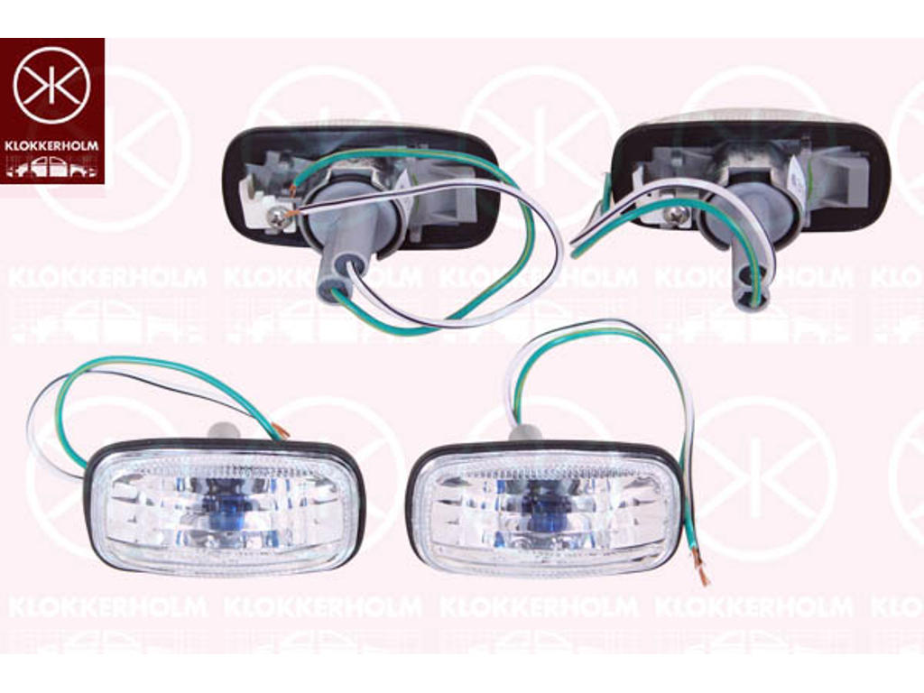 Direction Indicator, lateral installation, white, with bulb holder, Set
