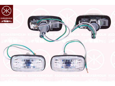 Direction Indicator, lateral installation, white, with bulb holder, Set